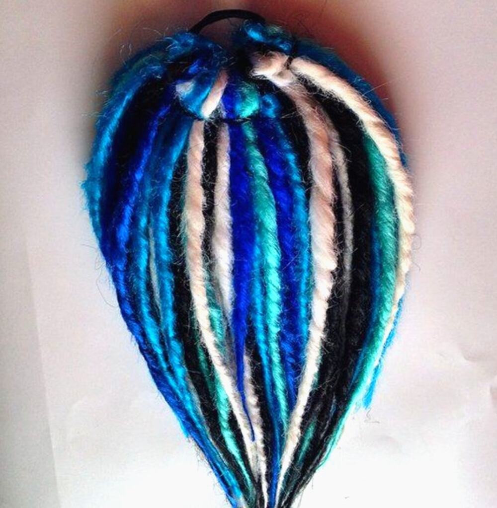 45 Dreads Elastic Pony Dread Fall Dreadlocks Hair Extensions Blue Black White